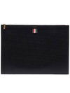 Pebble Grain Leather Large Zipper Laptop Holder Black - THOM BROWNE - BALAAN 2