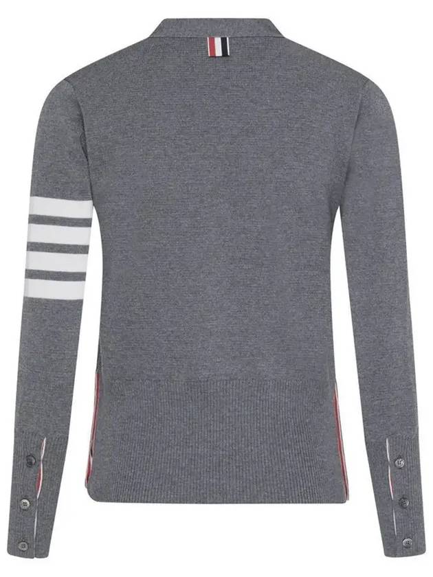 Cotton 4-Bar Milano Classic V-Neck Cardigan Medium Grey - THOM BROWNE - BALAAN 3