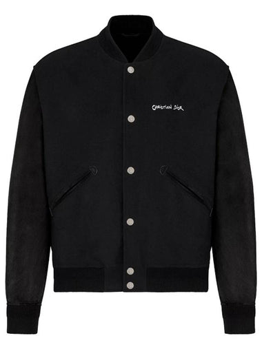 Tag Wool Blend Varsity Jacket Black - DIOR - BALAAN 1