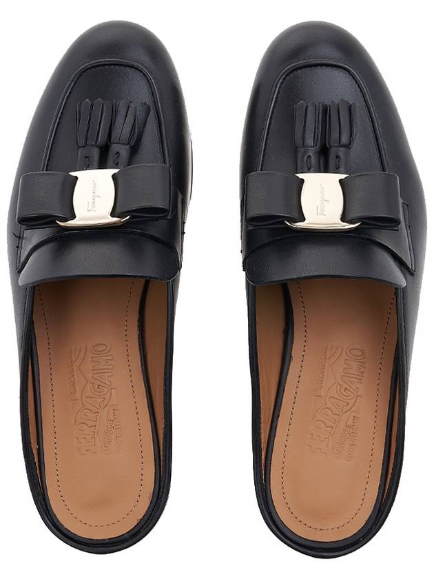 Vara Knot And Tassel Mule Black - SALVATORE FERRAGAMO - BALAAN 7