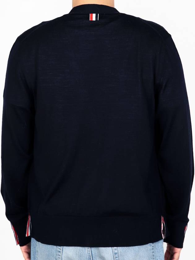 Men's Jersey Stitch V-Neck Cardigan Navy - THOM BROWNE - BALAAN 3