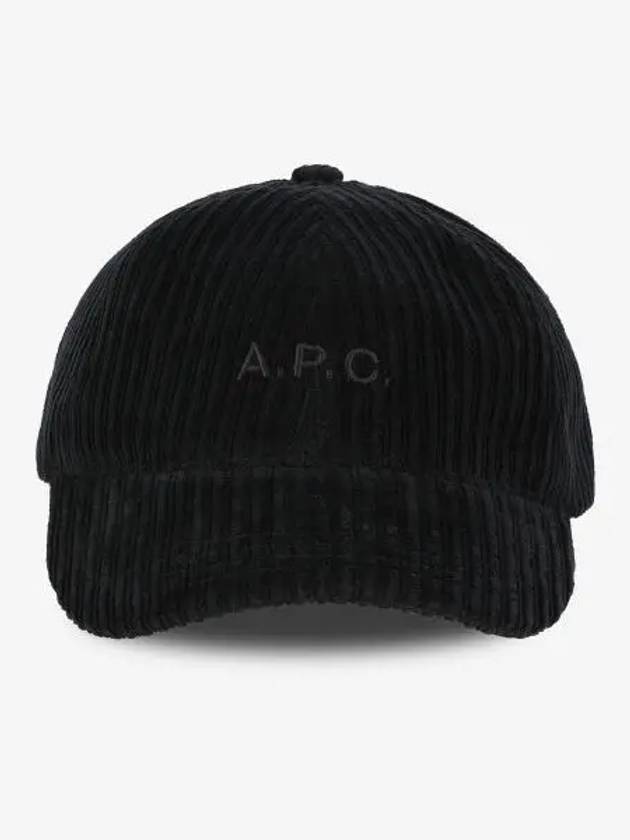 Charlie Embroidered Logo Corduroy Ball Cap Black - A.P.C. - BALAAN 2