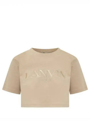 logo embroidered cropped t shirt - LANVIN - BALAAN 1