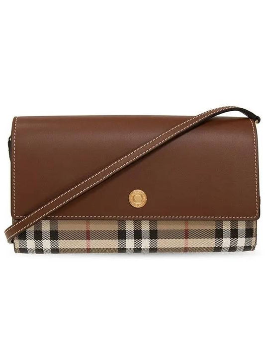 Vintage Check Leather Wallet Cross Bag Brown - BURBERRY - BALAAN 2