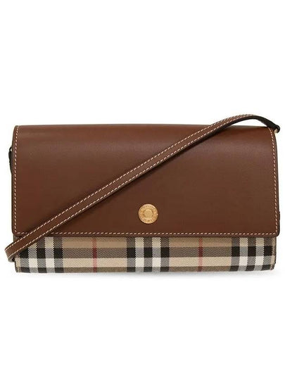 Vintage Check Leather Long Wallet Brown - BURBERRY - BALAAN 2