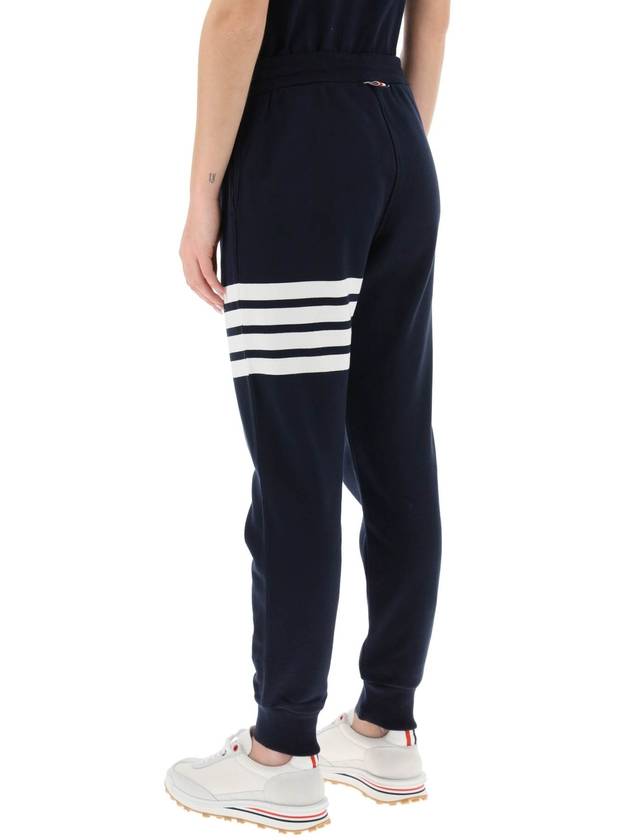 Women's Engineer 4 Bar Cotton Loopback Knit Track Pants Navy - THOM BROWNE - BALAAN 4