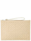 Intrecciato Strap Large Clutch Bag Porridge - BOTTEGA VENETA - BALAAN 2