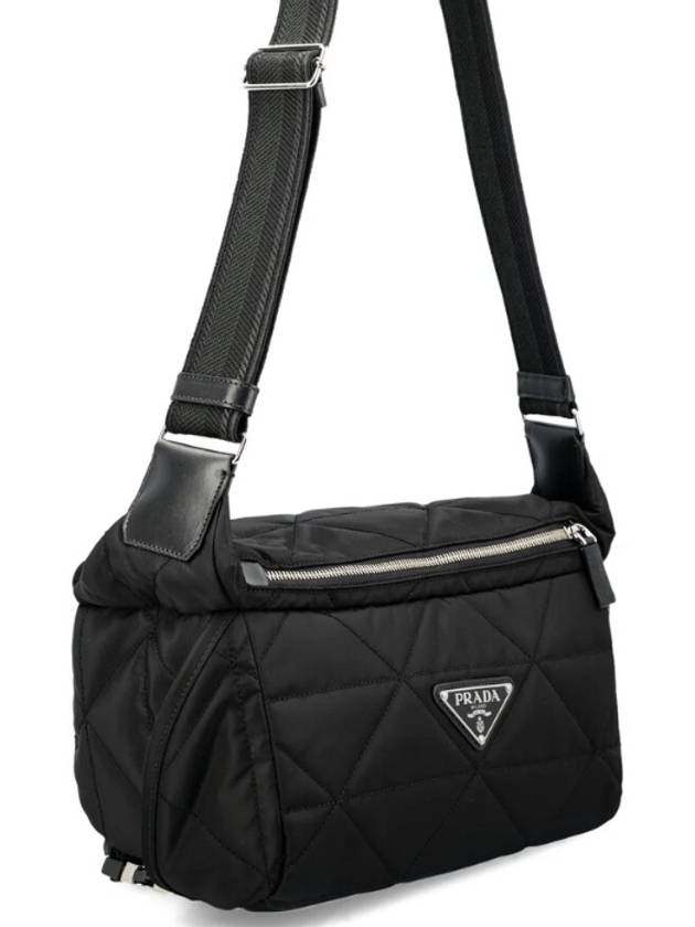 Triangle Logo Plaque Puffer Cross Bag Black - PRADA - BALAAN 4