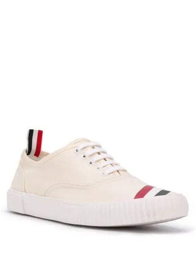 Men's Canvas Diagonal Stripe Heritage Sneakers White - THOM BROWNE - BALAAN 5