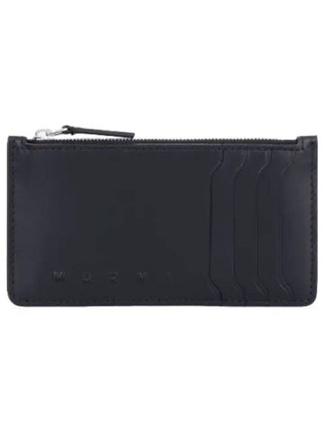 Logo Zipper Card Holder Black Wallet - MARNI - BALAAN 1