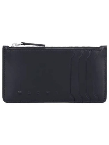 Logo Zipper Card Holder Black - MARNI - BALAAN 1