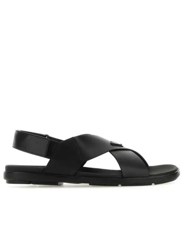 Criss Cross Leather Sandals Black - PRADA - BALAAN 2