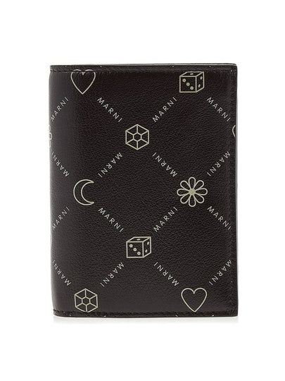 Graphic Logo Leather Half Wallet Black - MARNI - BALAAN 2