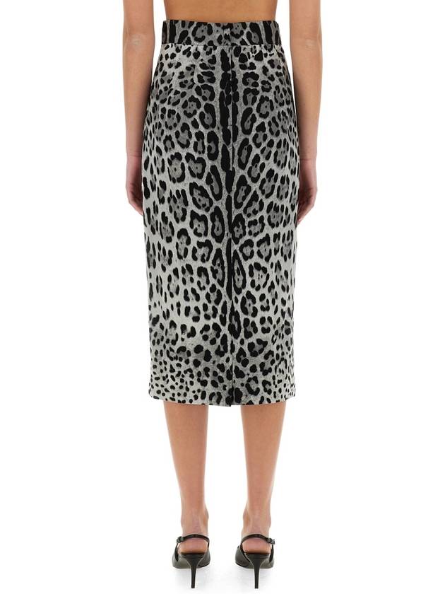 LEOPARD PRINT CHARMEUSE LONGUETTE SKIRT - DOLCE&GABBANA - BALAAN 3