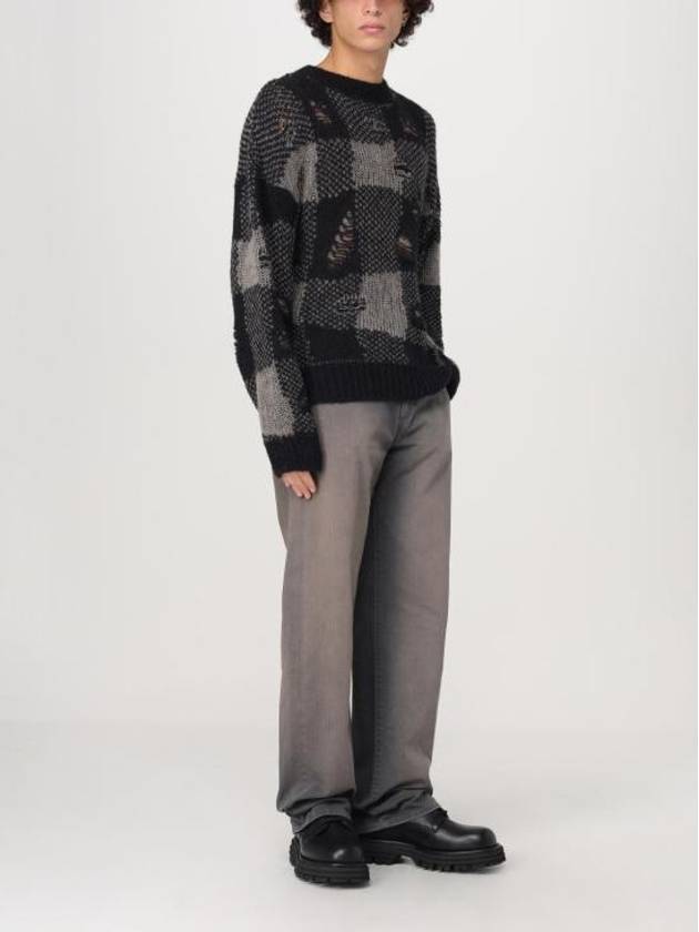 Sonar Round Neck Destructive Gingham Knit Top Black - OUR LEGACY - BALAAN 3