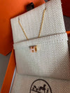 Mini Pop H Pendant Necklace Gold Blue Lin - HERMES - BALAAN 4