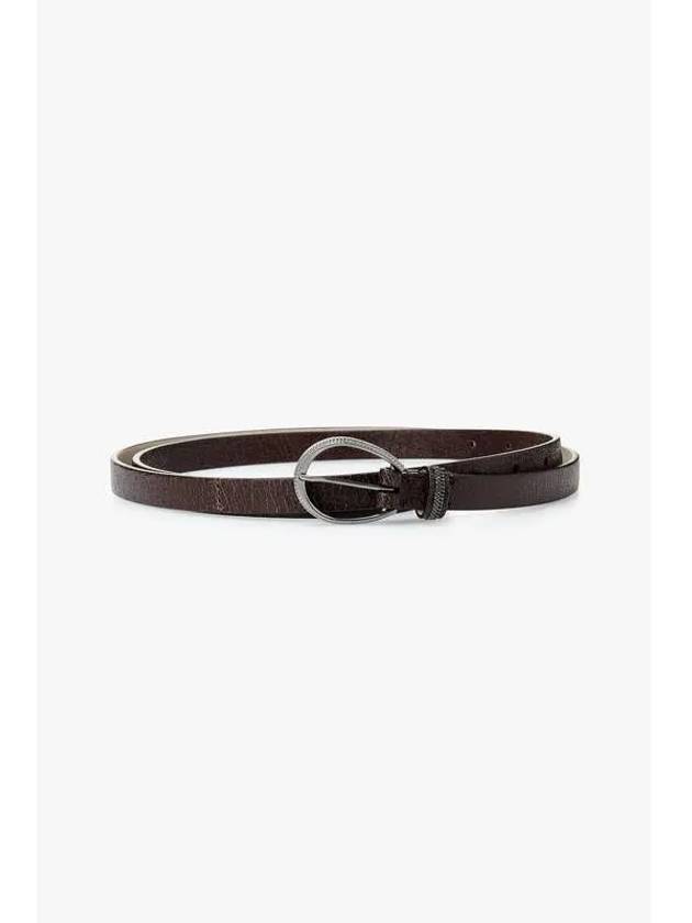 Women s Monili Loop Ring Buckle Leather Belt Dark Brown - BRUNELLO CUCINELLI - BALAAN 1