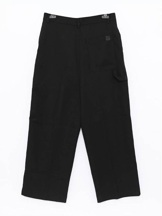 Logo Patch Wool Wide Pants Black - LOEWE - BALAAN 2