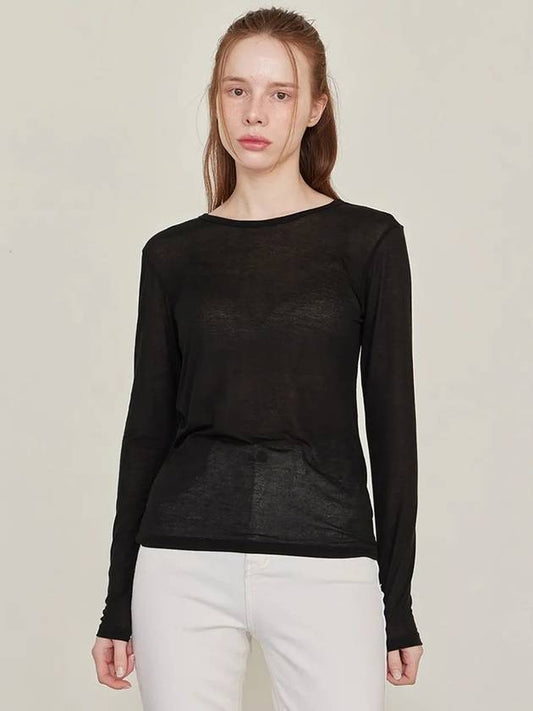 See through tencel long sleeve t shirt black - LESEIZIEME - BALAAN 2