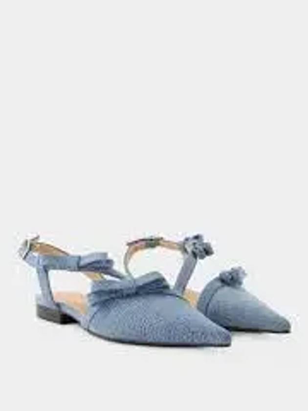 Denim Multi Bow Pointy Cut Out Ballerina Blue - GANNI - BALAAN 2