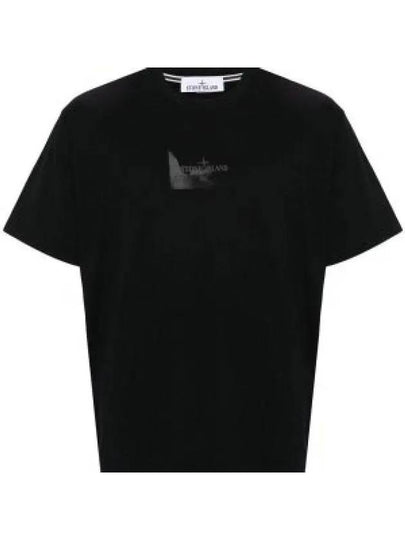 Logo Print Short Sleeve T-Shirt Black - STONE ISLAND - BALAAN 2