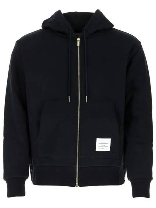 Center Back Stripe Cotton Zip Up Hoodie Navy - THOM BROWNE - BALAAN 2