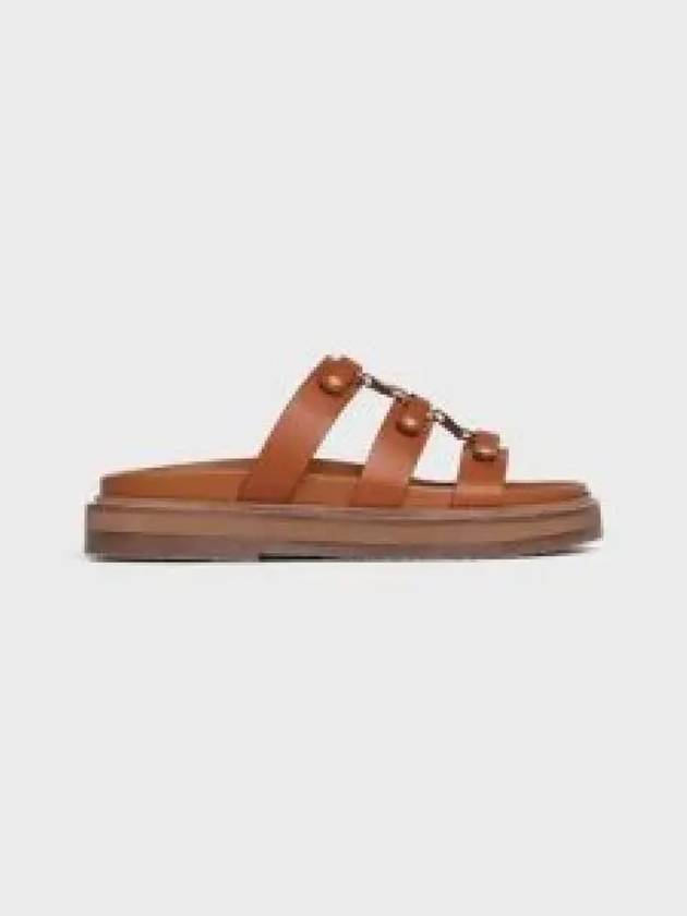 Tipi Slide Vegetal Tanning Calfskin Tan - CELINE - BALAAN