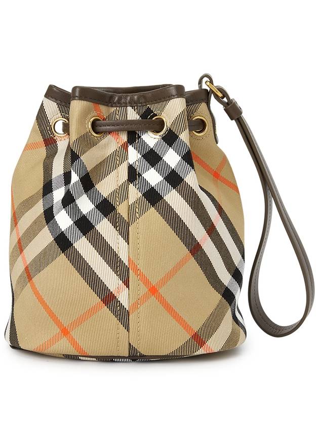 Check Drawstring Bucket Bag Sand - BURBERRY - BALAAN 4