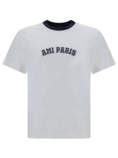 Logo Print Crewneck Cotton Short Sleeve T-Shirt White - AMI - BALAAN 2