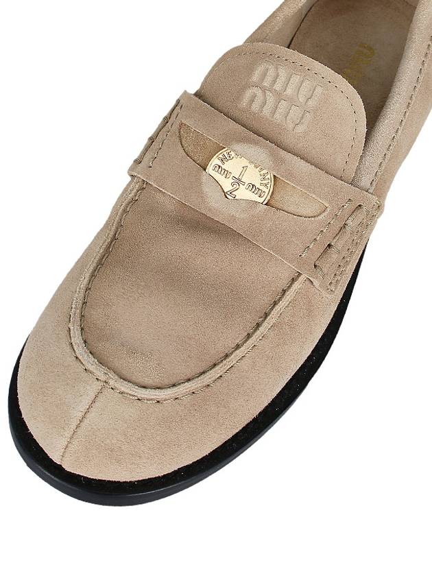 Faded Suede Loafers Ecru - MIU MIU - BALAAN 8