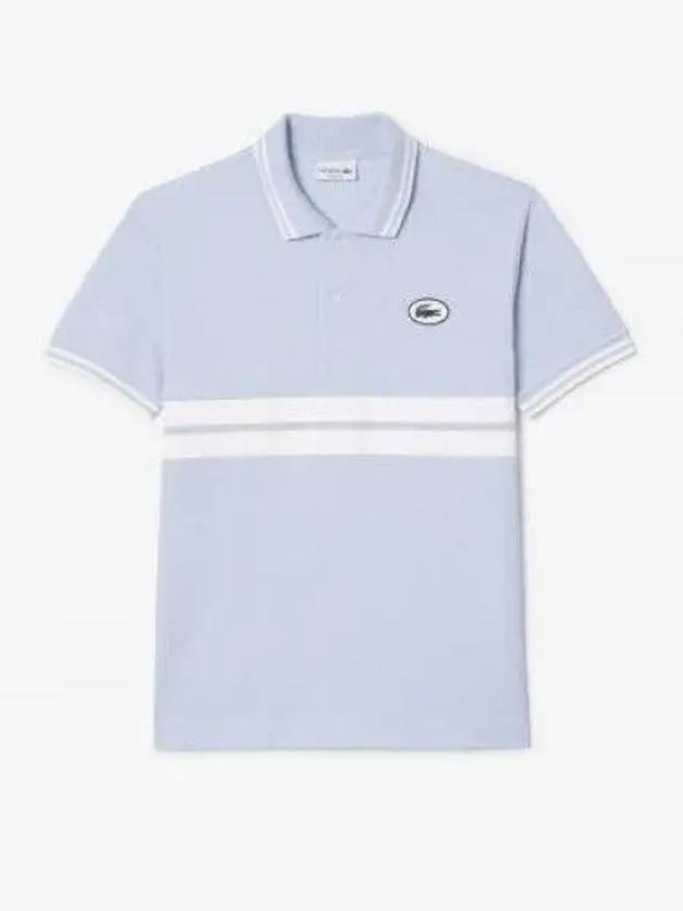 Men s Color Tipping Puff Badge Match Polo Light Blue 1285962 - LACOSTE - BALAAN 1