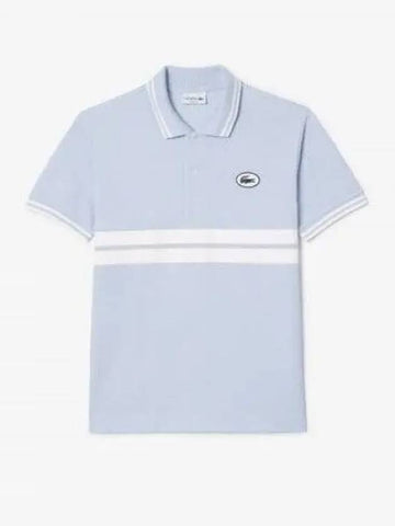 Men s Color Tipping Puff Badge Match Polo Light Blue 1285962 - LACOSTE - BALAAN 1