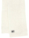 Intarsia Logo Wool Cashmere Muffler White - MIU MIU - BALAAN 8