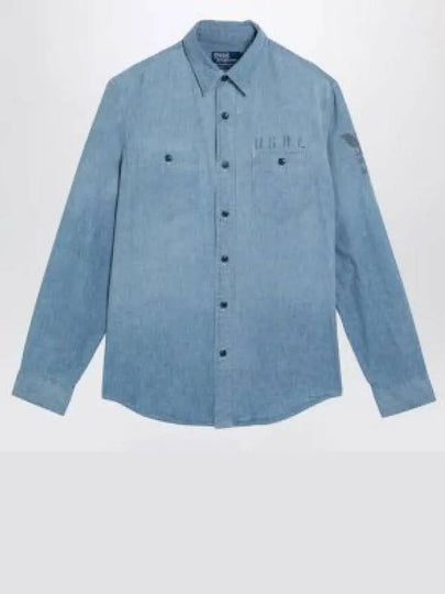 Indigo Chambray Long Sleeve Shirt Light Blue - POLO RALPH LAUREN - BALAAN 2