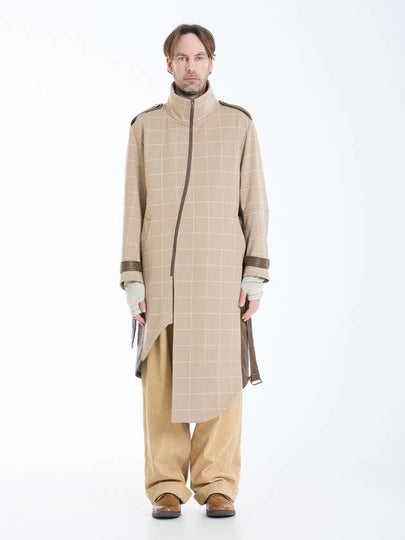 Men's Dancers Runway Checkerd Silk Single Coat Beige - WHYSOCEREALZ - BALAAN 2