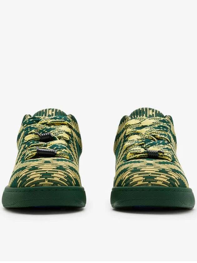 Check Square Toe Low Top Sneakers Green - BURBERRY - BALAAN 3