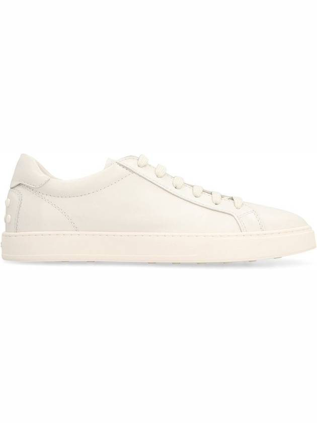 Men's Lace Up Leather Low Top Sneakers Milk White - TOD'S - BALAAN 3