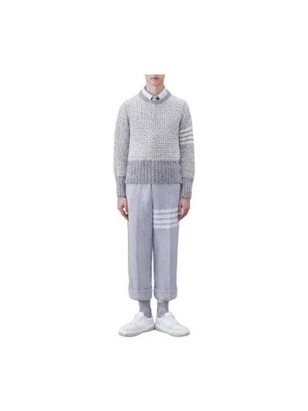 4 Bar Stripe Melange Effect Wool Knit Top Grey - THOM BROWNE - BALAAN 2