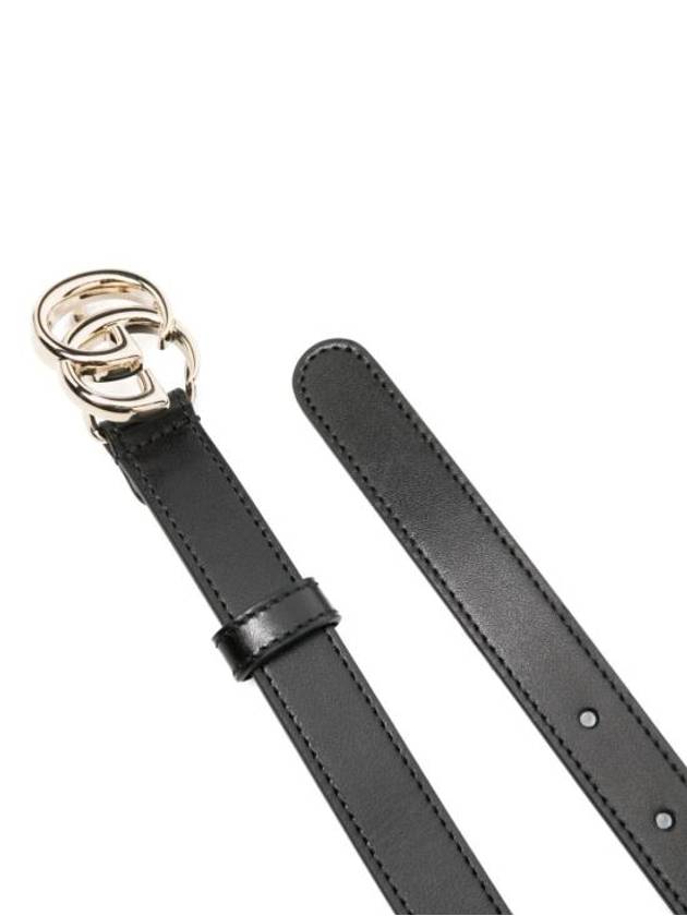 GG Marmont Thin Leather Belt Black - GUCCI - BALAAN 3