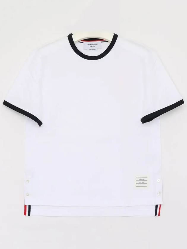 Asymmetric Hem Short Sleeve T-Shirt White - THOM BROWNE - BALAAN 2