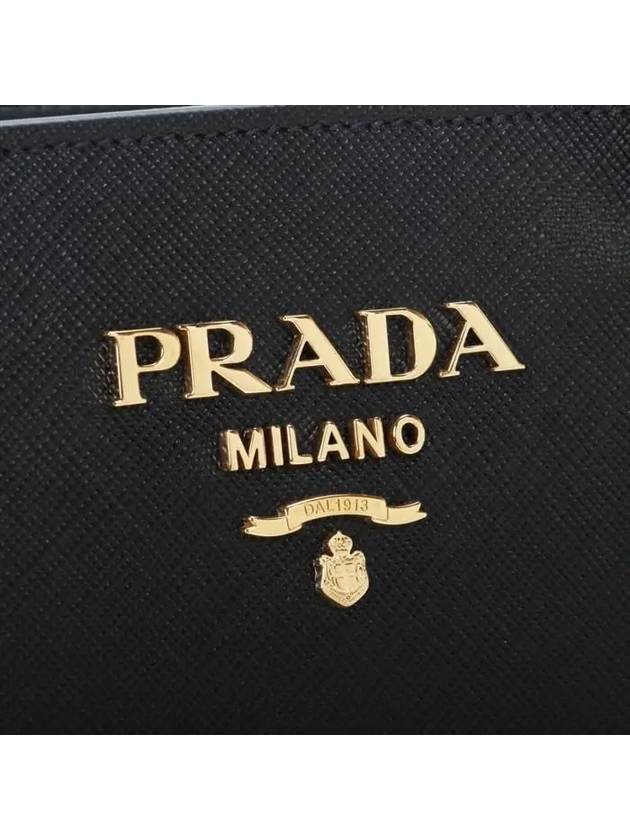 Saffiano Gold Square Leather Tote Bag Black - PRADA - BALAAN 6