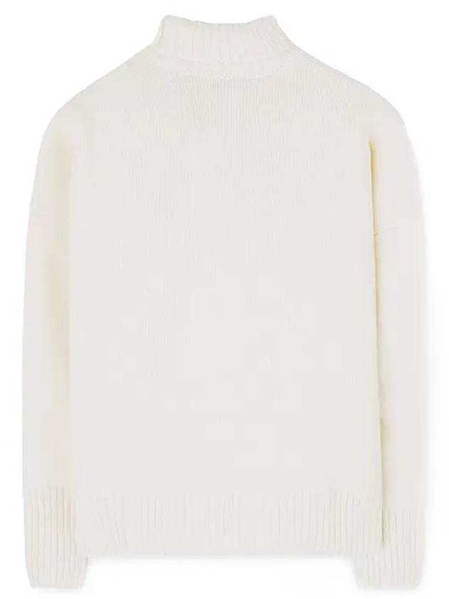 Men's Fox Head Patch Oversized Wool Turtleneck Ecru - MAISON KITSUNE - BALAAN 3