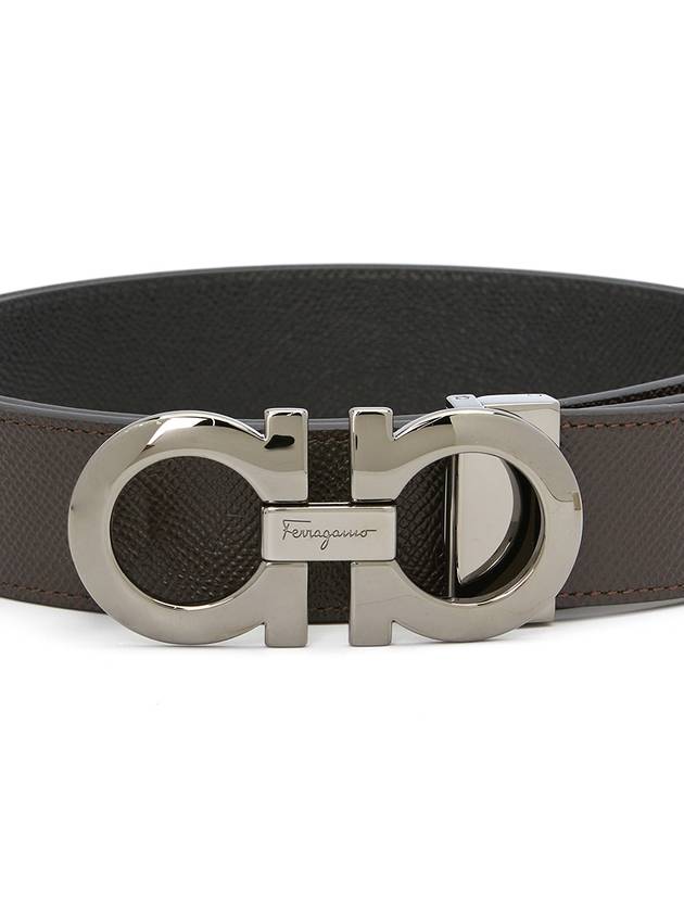 Gancini Reversible Adjustable Leather Belt Black - SALVATORE FERRAGAMO - BALAAN 7