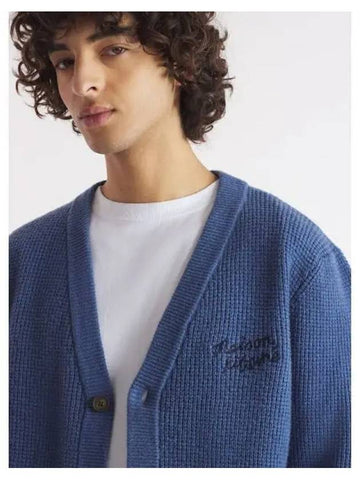 Men s Lettering Comfort Spring Fall Cardigan Storm Blue Domestic Product GM0024082339528 - MAISON KITSUNE - BALAAN 1