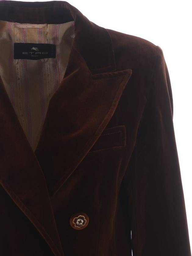 Women's Double Breasted Velvet Jacket Brown - ETRO - BALAAN 5