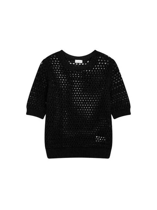 Women s Heavy Mesh Crew Neck Knit Black - DRIES VAN NOTEN - BALAAN 1