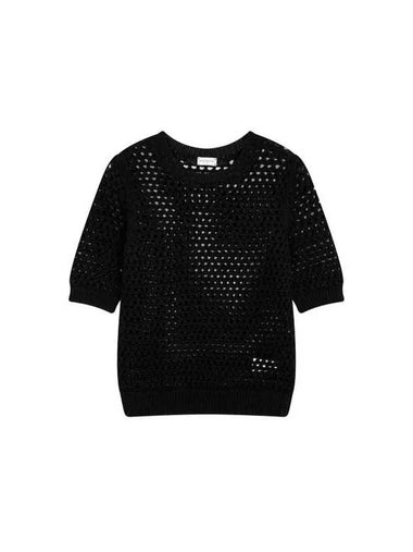 Women s Heavy Mesh Crew Neck Knit Black - DRIES VAN NOTEN - BALAAN 1