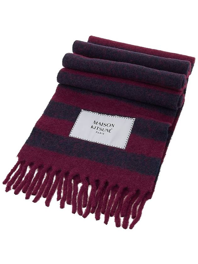 Maison Kitsune Logo patch stripe muffler LW06202WA0019 GRAPE IB - MAISON KITSUNE - BALAAN 3