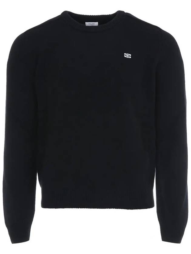 Triomphe crew neck wool cashmere knit top black - CELINE - BALAAN 3