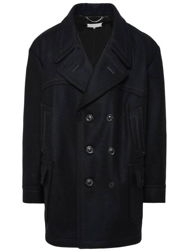 Oversized Caban Double Breasted Coat Black - MAISON MARGIELA - BALAAN 2